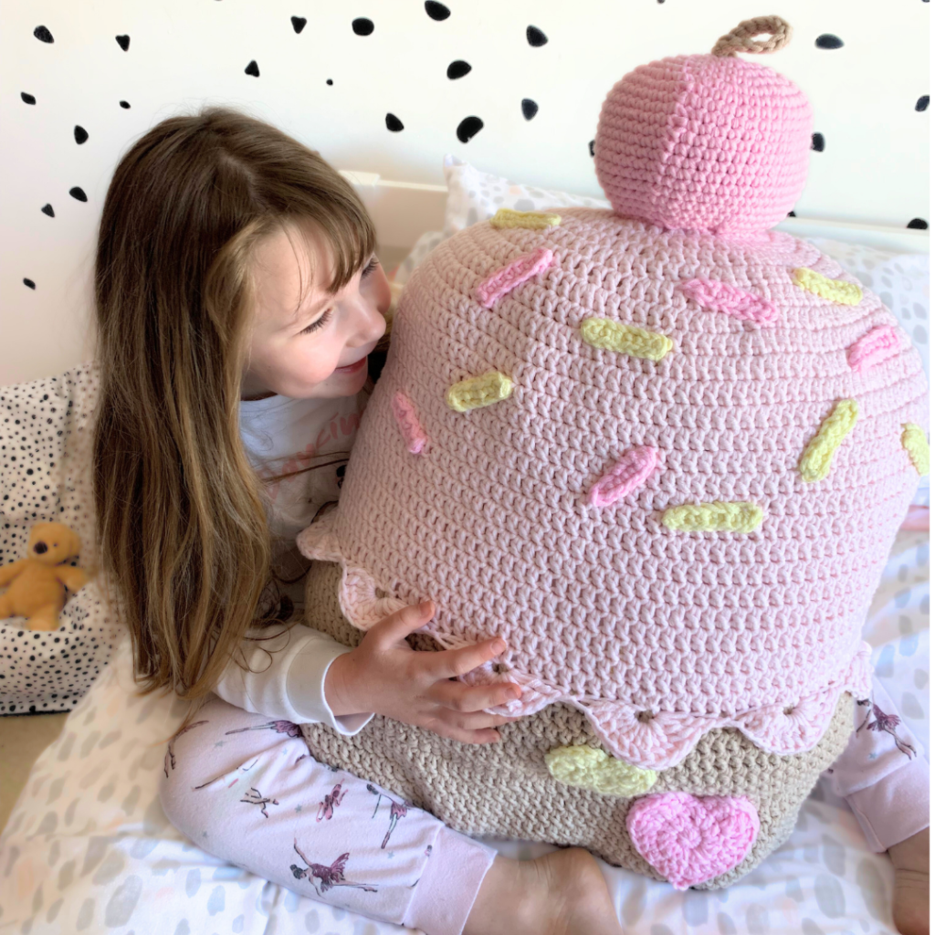 Sweet Sleepy Surprise: Free Crochet Kids Sleeping bag & Pillow Pattern 5 Crochet cupcake pillow pattern for kids