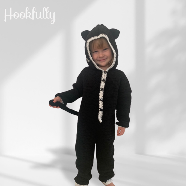 Black Cat Kids Onesie Crochet Pattern