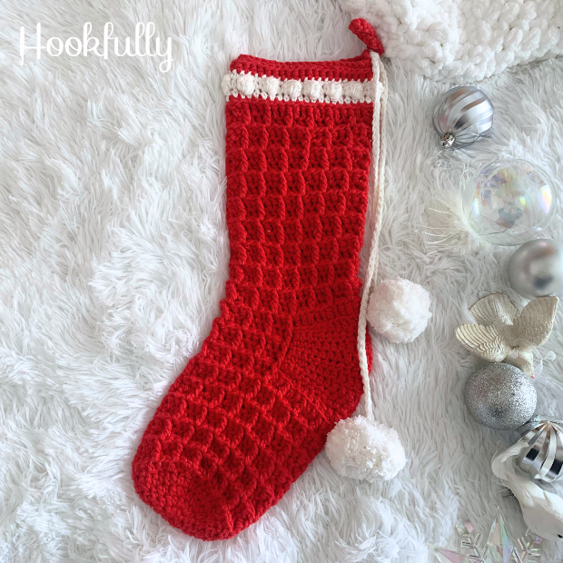 Free Waffle Christmas Stocking Crochet Pattern