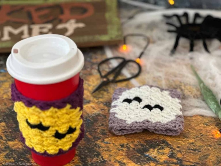 91 Free Crochet Woodland Animals Patterns 92 Halloween Bat Moon Cup Cozy Pattern