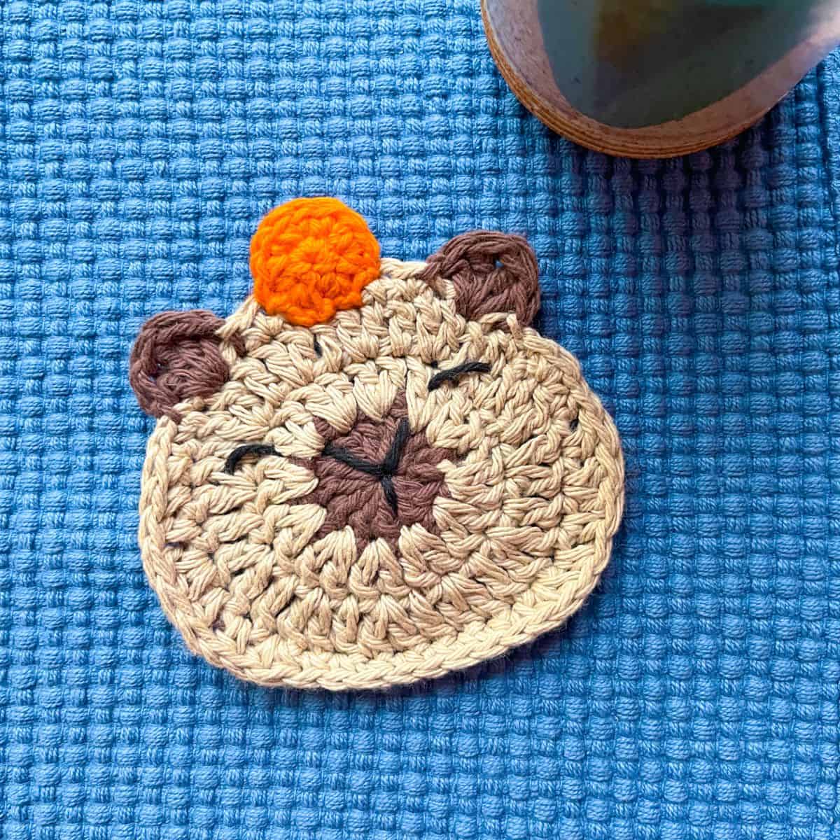 Cute Capybara Crochet Coaster Pattern