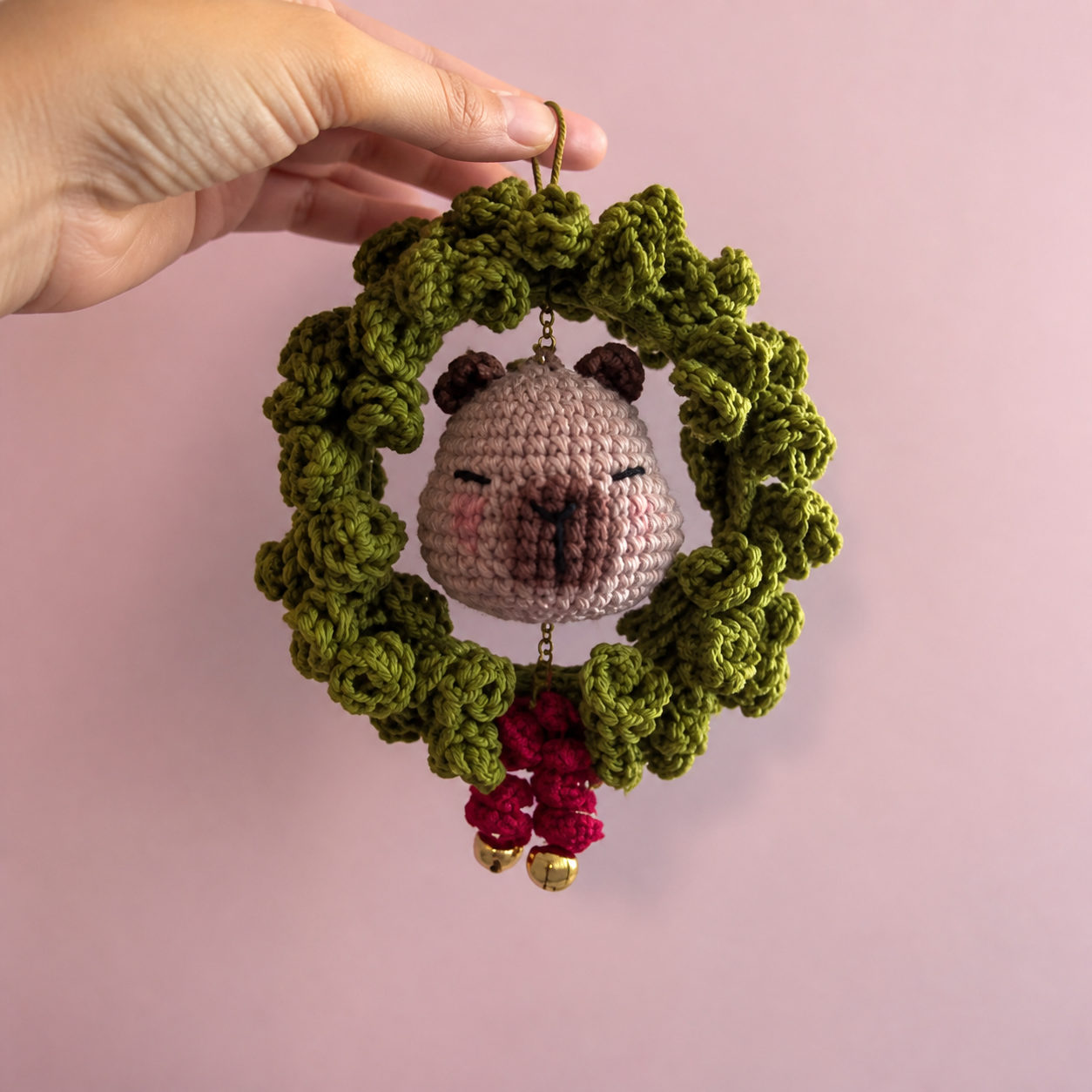 No-Sew Capybara Christmas Wreath