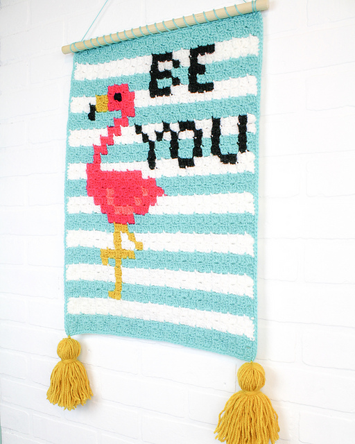 Flamingo C2C Wall Hanging Crochet Pattern
