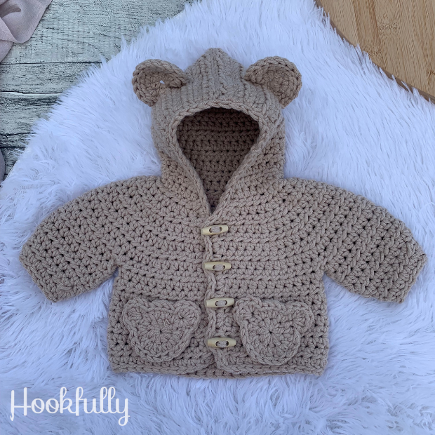 91 Free Crochet Woodland Animals Patterns 21 Bear Hug Baby Jacket Crochet Pattern