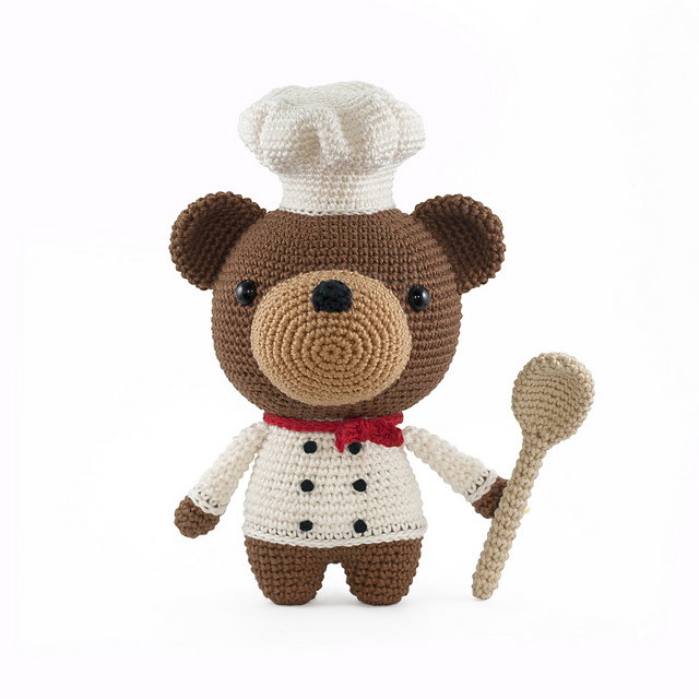 91 Free Crochet Woodland Animals Patterns 90 Bjorn Bear Chef Amigurumi Crochet Pattern