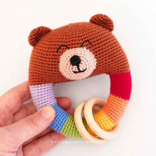 91 Free Crochet Woodland Animals Patterns 80 Bear Baby Rattle Free Crochet Pattern