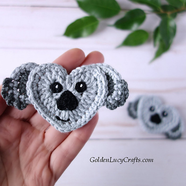Heart Koala Applique Free Crochet Pattern
