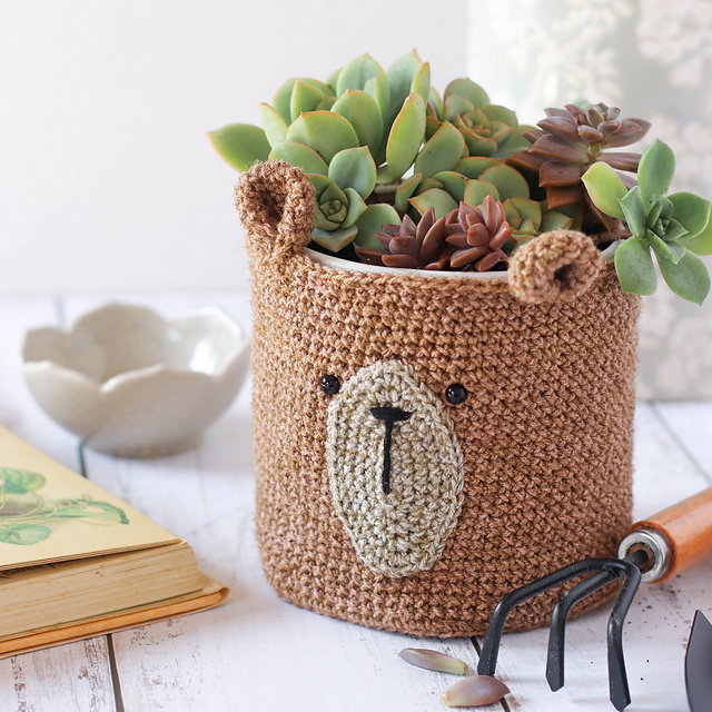 91 Free Crochet Woodland Animals Patterns 87 Teddy Bear Planter Cozy Crochet Pattern