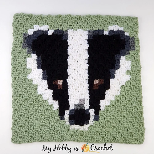 91 Free Crochet Woodland Animals Patterns 45 Badger C2C Square Free Crochet Pattern