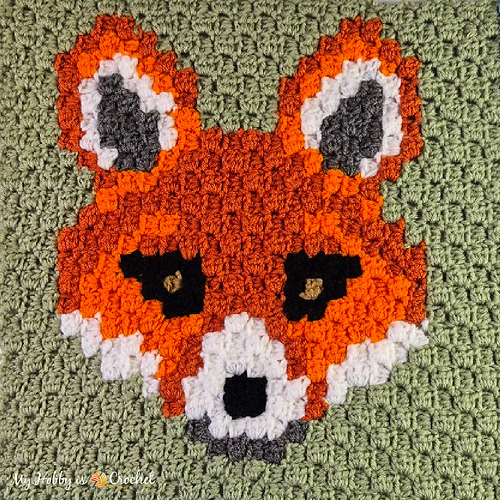 91 Free Crochet Woodland Animals Patterns 27 JAYG Fox C2C Block Crochet Pattern