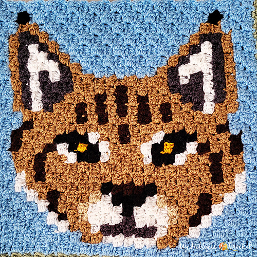 91 Free Crochet Woodland Animals Patterns 59 JAYG Lynx C2C Block Crochet Pattern