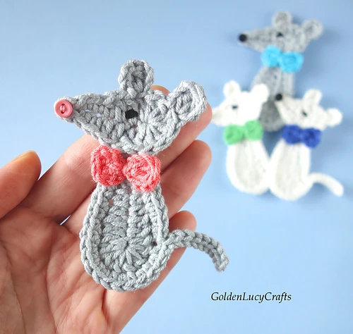 91 Free Crochet Woodland Animals Patterns 43 Mouse Applique Free Crochet Pattern