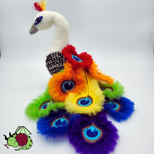 Rainbow Peacock Amigurumi Free Crochet Pattern