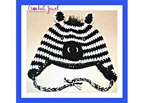 Zebra Child Earflap Hat Crochet Pattern